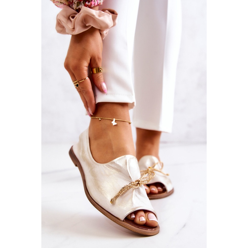 Kožne ženske balerinke Nicole 2660/004 bijelo-zlatne bijela 1