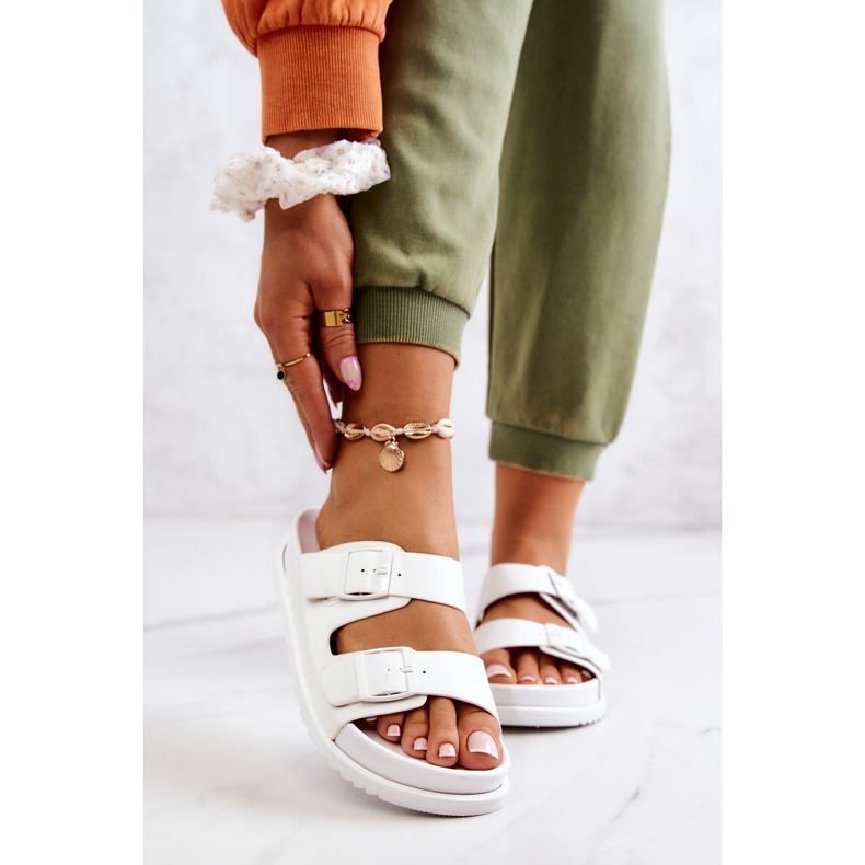 S.Barski Bijele Corina gumene papuče s kopčom bijela 2