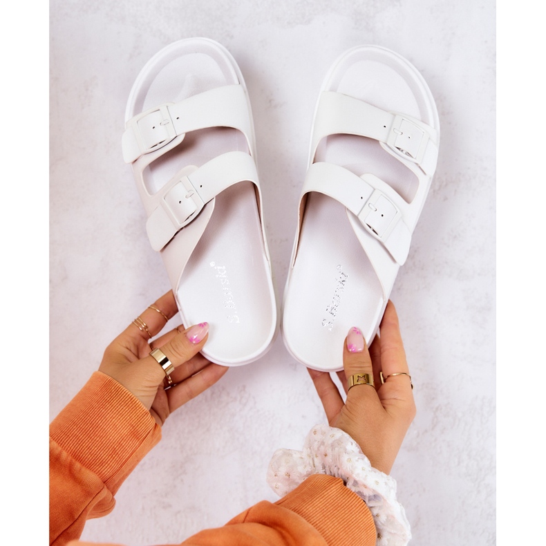 S.Barski Bijele Corina gumene papuče s kopčom bijela 1