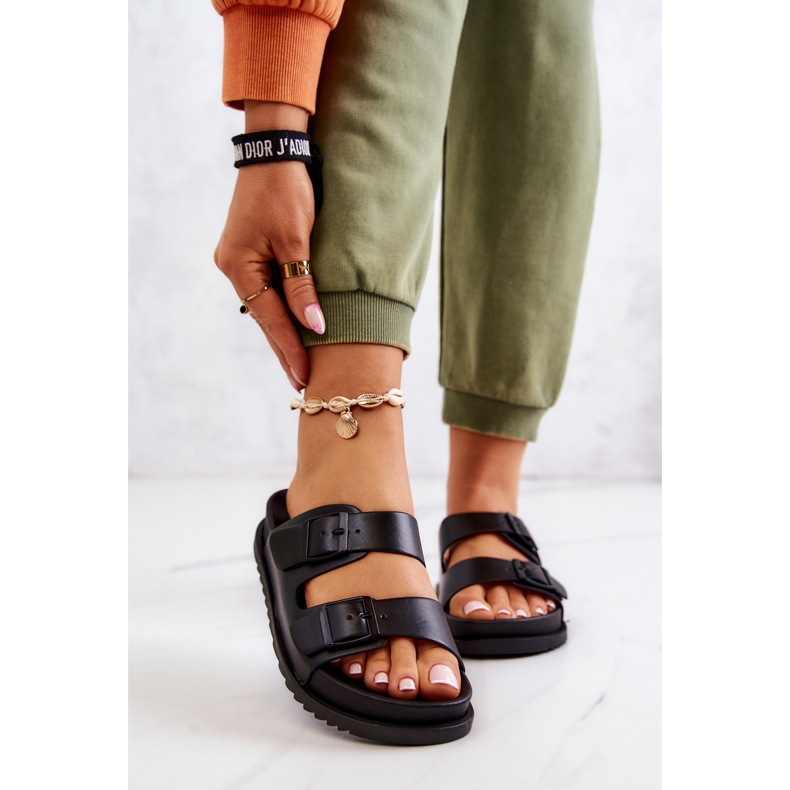 S.Barski Crne Corina gumene papuče s kopčom crno 1