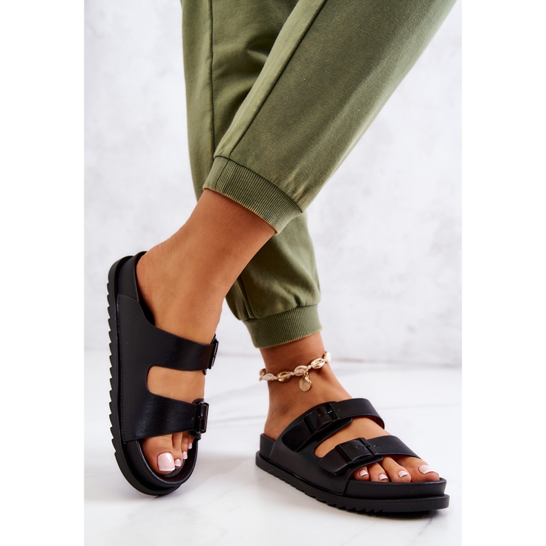 S.Barski Crne Corina gumene papuče s kopčom crna 2