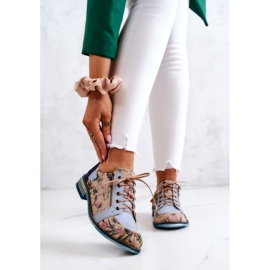 Ženske kožne cipele s cvijećem Maciejka 5096A-34 plava raznobojna 1