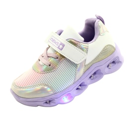 ADI Sports Shoes LED Glowing Velcro News 22DZ32-4837 Lila-Bijela ljubičasta ružičasta srebro 3