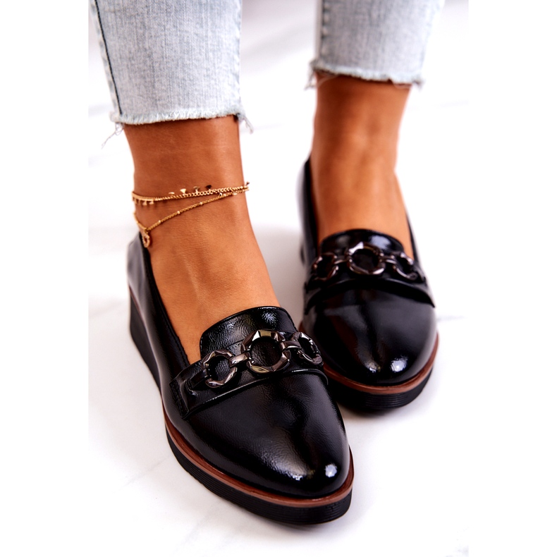 Vinceza Lakirane cipele na klin Black Melodies crno 4