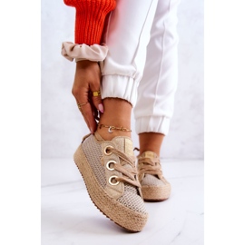 Ženske pletene tenisice Big Star JJ274392 Bež i zlatna 1