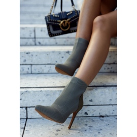 S.Barski Ženske čizme s čarapom na visoku petu kaki sinoć smeđa zelena 2