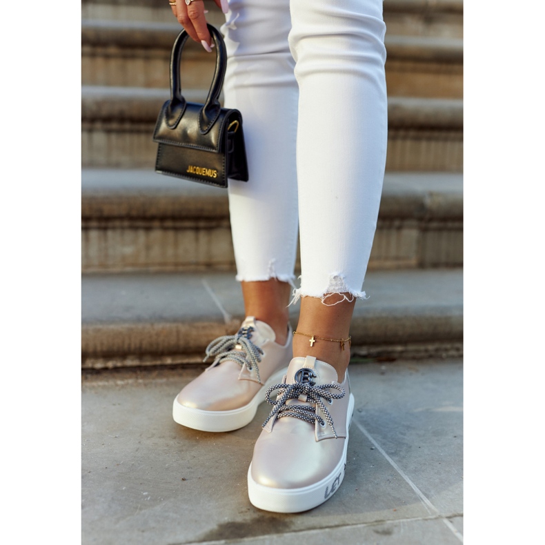 S.Barski Ženske kožne tenisice s metalik Carrey ružičastom bež ružičasta 2