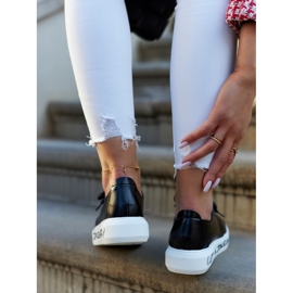 S.Barski Ženske kožne tenisice s crnim Carrey ukrasom crna 2