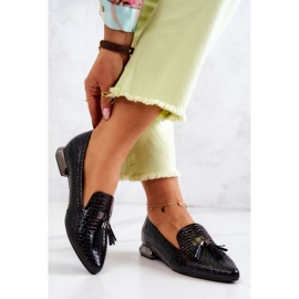 Vinceza Lakirane mokasine krokodil uzorak s crnim Pharell resama crna 2