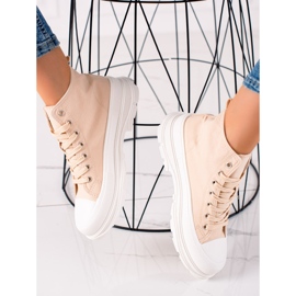 TRENDI Udobne tenisice na platformi bež 1