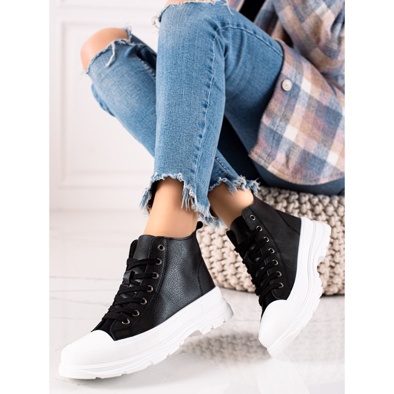 Forever Folie Modne visoke tenisice crno 1