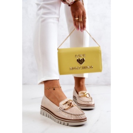 Lemar Ženske kožne mokasinke na platformi Golden Venesia zlatni 2