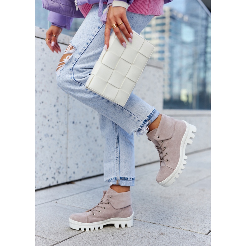 S.Barski Suede čizme Zavezane Svijetloljubičaste Dalles ljubičasta 1