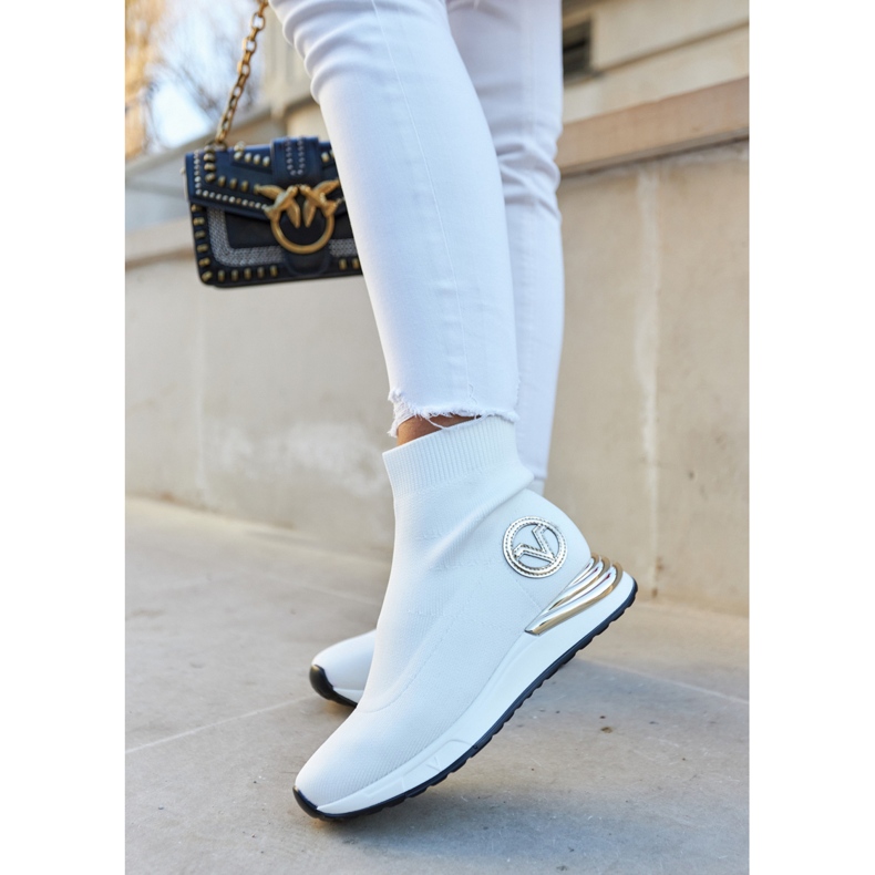 Vinceza Ženske sportske čarape Bijele Runaway bijela zlatna 2