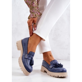 Ženske kožne cipele Fringes Maciejka 05497-17 Plave plava 2