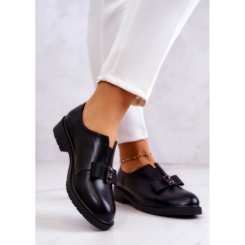 S.Barski Ženske broge napucane s crnim Janelle ukrasom crno 2