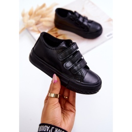 Dječje kožne tenisice Tenisice s čičak crnim Fosterom crna 1