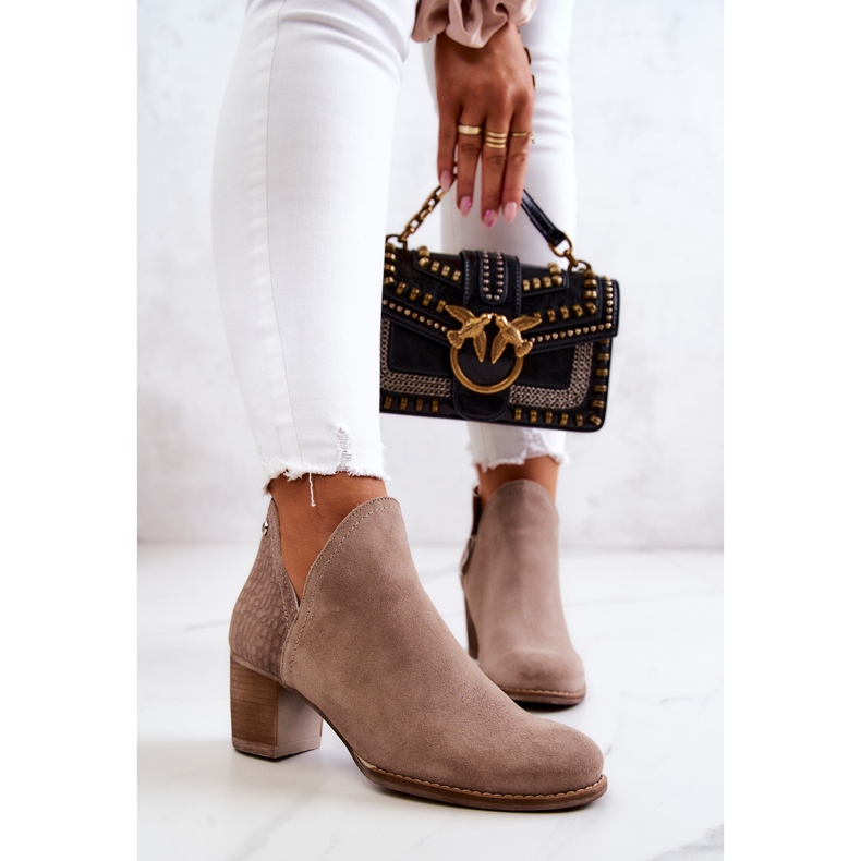 PL3 Ženske kožne čizme na petu sive Larsa siva 2