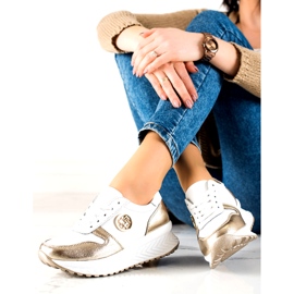 Ženske sportske cipele vezane Filippo DP3547 / 22 WH GO Bijela zlatni 3