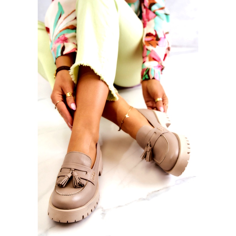 Ženske kožne cipele Fringes Maciejka 05497-04 Bež 1