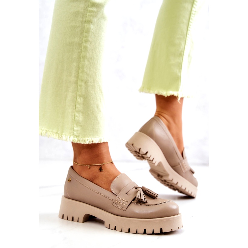 Ženske kožne cipele Fringes Maciejka 05497-04 Bež 3