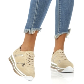 Kožne antilop tenisice Filippo DP2004 / 21 BE bež zlatna 3