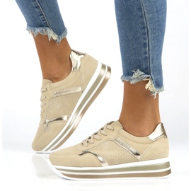 Kožne antilop tenisice Filippo DP2004 / 21 BE bež zlatna 1