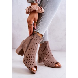 Kožne ažurne čizme Maciejka 05420-10 Tamno bež 2