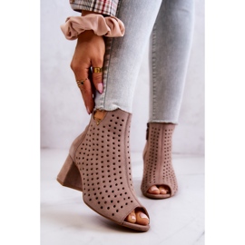 Kožne ažurne čizme Maciejka 05420-10 Tamno bež 1