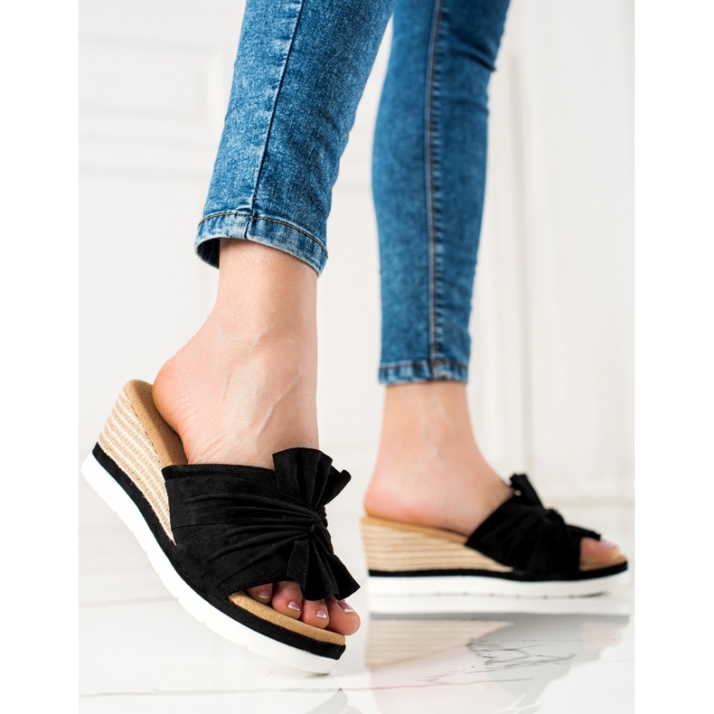 W. Potocki Sandale na klin Potocki crno 1