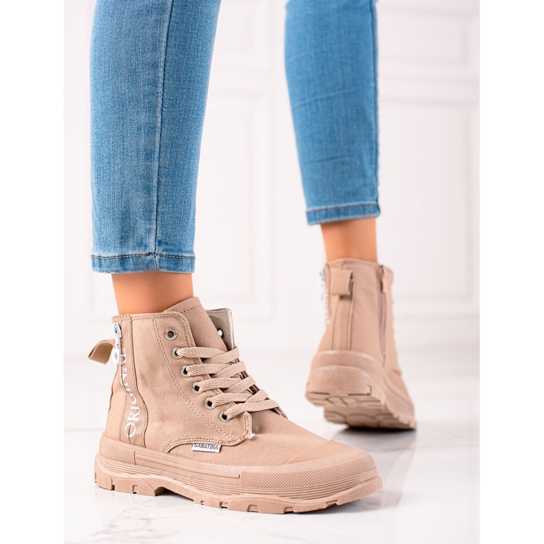 Sabatina Originalne visoke tenisice bež smeđa 2