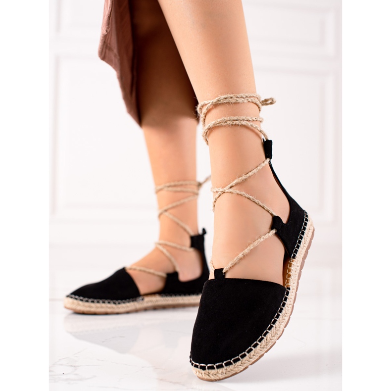 Lucky Shoes Vezane crne espadrile crna 1