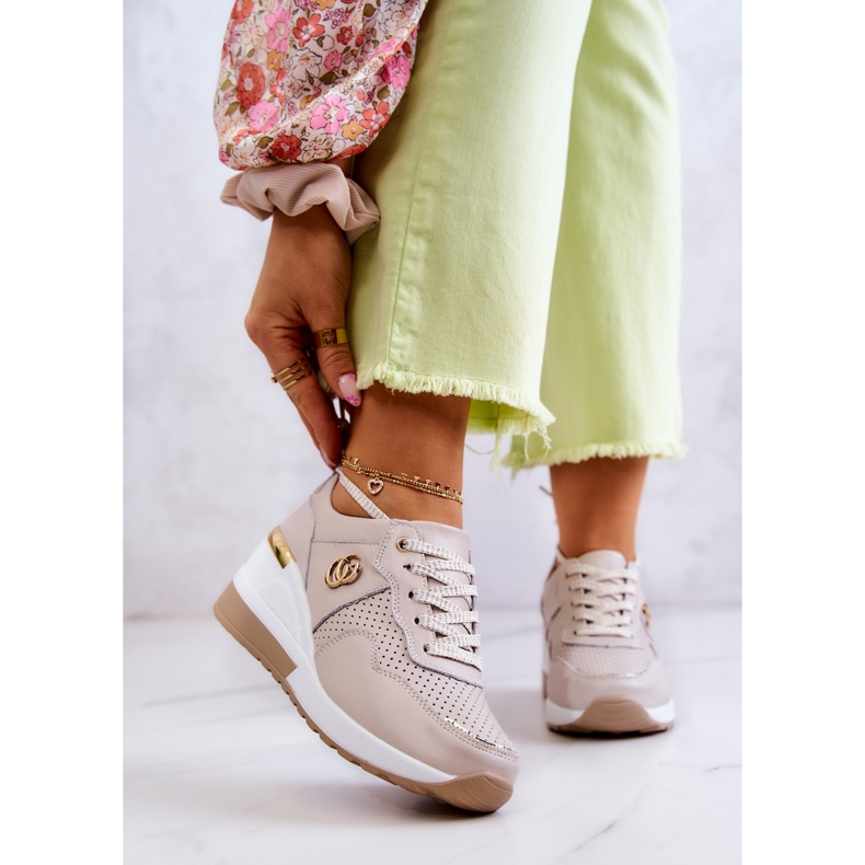 S.Barski Ženske kožne sportske tenisice Bež Loissa 1