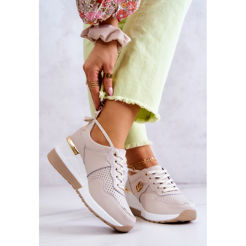 S.Barski Ženske kožne sportske tenisice Bež Loissa 2