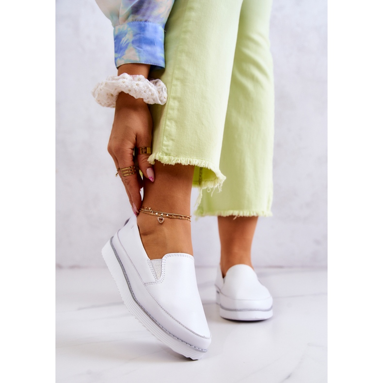 Ženske kožne tenisice slip-on S.Barski bijela 1