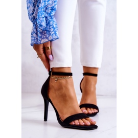 Vinceza Ženske sandale na visoku petu od antilop crne Massimo crno 1