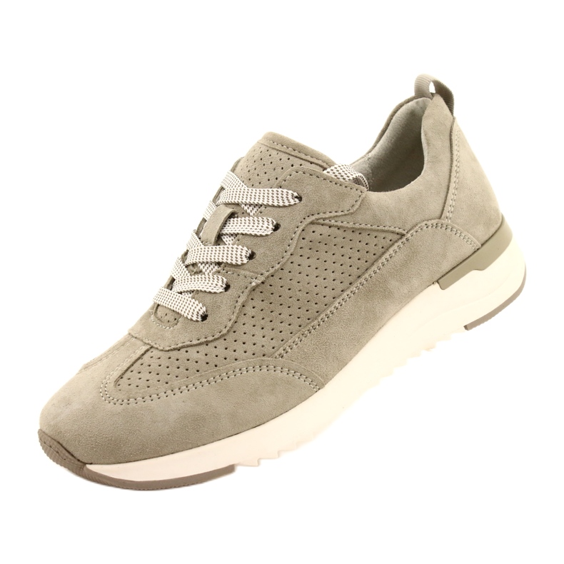 Caprice ženske ažurne kožne cipele 23708-28 u nijansama zelene zelena 4