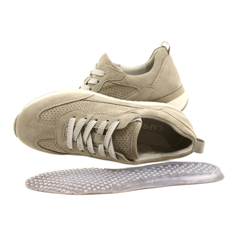 Caprice ženske ažurne kožne cipele 23708-28 u nijansama zelene zelena 8