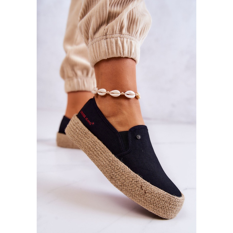 Cross Jeans Ženske espadrile na platformi Cross traperice JJ2R4015C crne crno 2