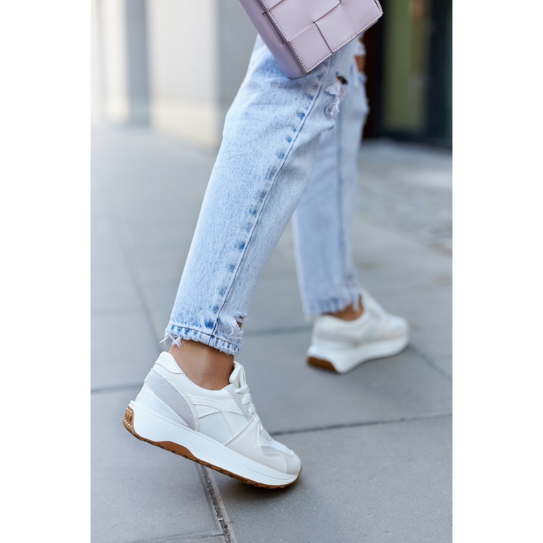 FG2 Bijelo-sive sportske cipele Coryse zavezane bijela siva 1