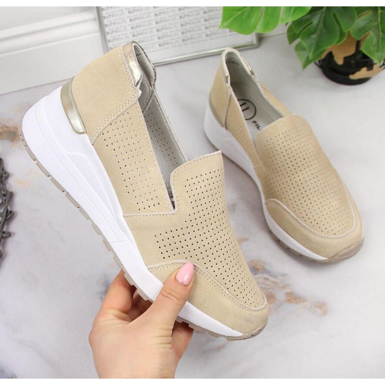 Kožne ažurne tenisice Filippo W PAW333A bež 1