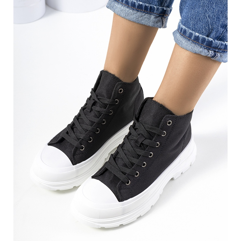 Crne tenisice visoke do gležnja na platformi Boyes crna 1