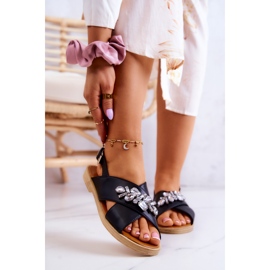 FW1 Udobne ženske sandale s crnim ukrasom Irvine crna 1