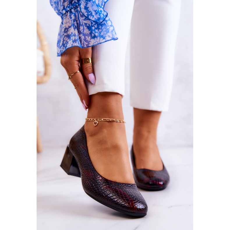 Sergio Leone Kožne pumpe od zmijske kože u bordo meskitu crvena 1