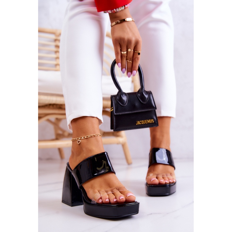 FM1 Seattle crne lakirane papuče na šanku crno 1