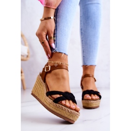 FB2 Modne sandale na klin crne Roseville crna 2