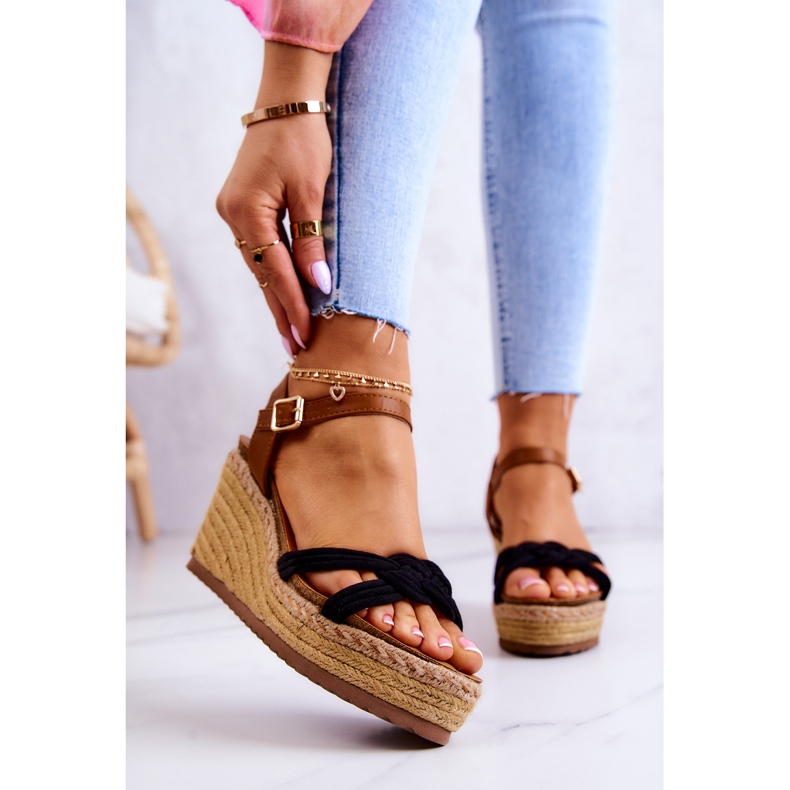 FB2 Modne sandale na klin crne Roseville crno 2