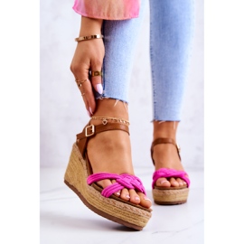 FB2 Modne sandale na klin Fuchsia Roseville ružičasta 1