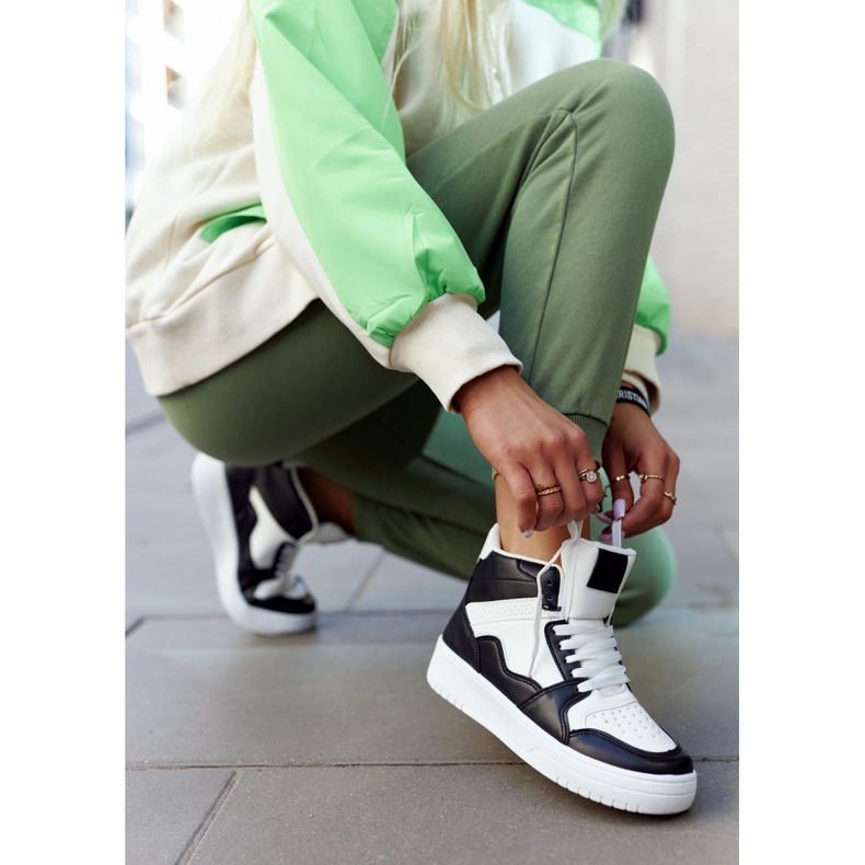 FG2 Visoke ženske sportske cipele bijele i crne Megithoe bijela crna 2