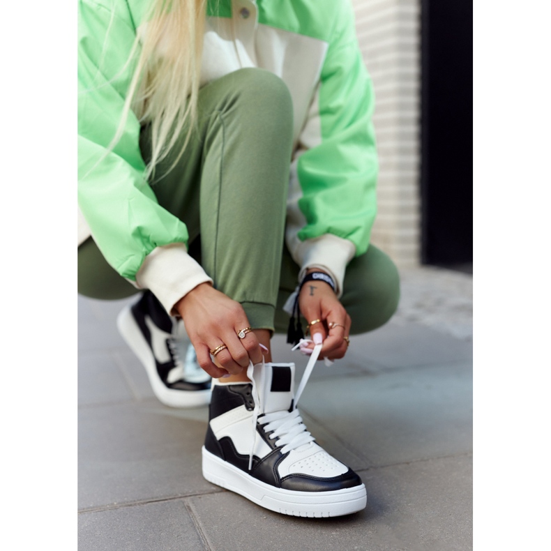 FG2 Visoke ženske sportske cipele bijele i crne Megithoe bijela crno 1